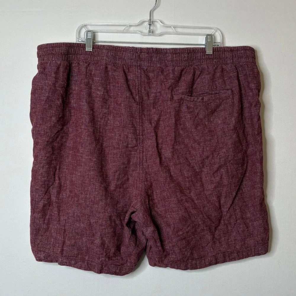 Old Navy Mens XXL Shorts Linen Cotton Blend Maroon Burgundy Coastal Beach Casual